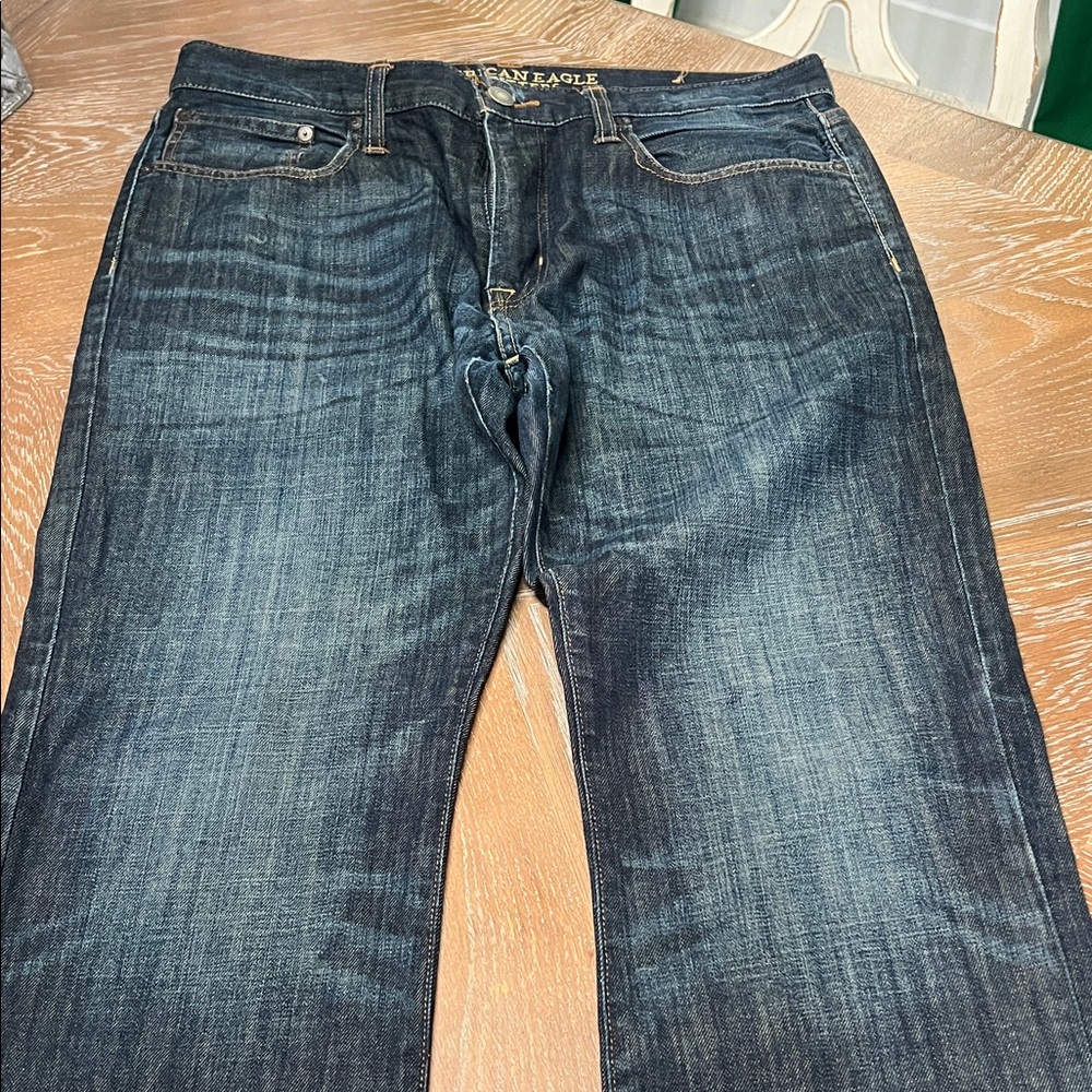 American Eagle Outfitters Men's Straight Jeans - Dark Blue